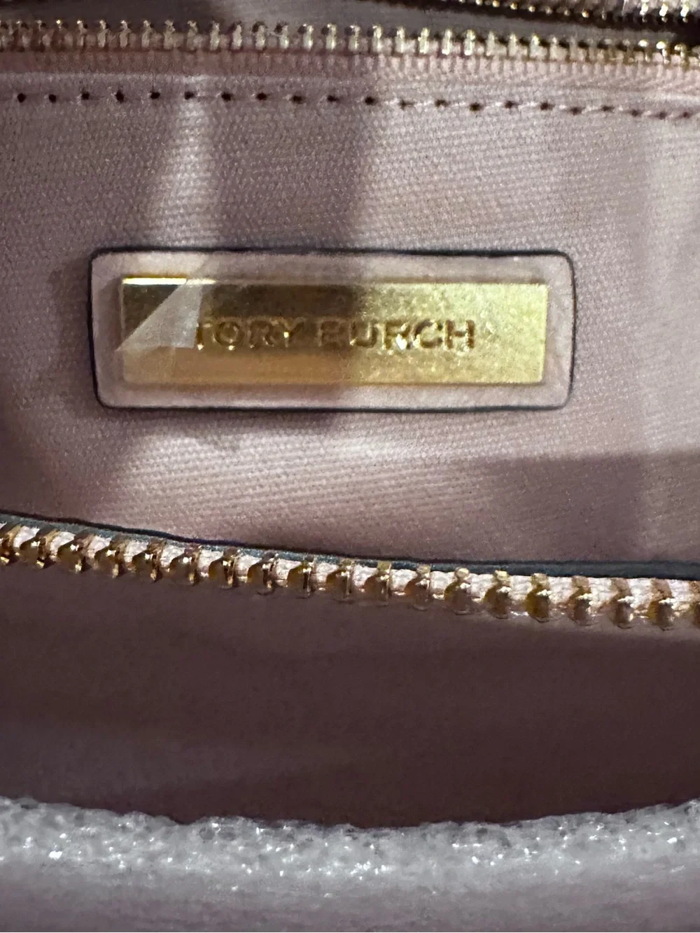 Tory Burch Blush Pink Pebbled Leather Shoulder Bag with Gold Hardware